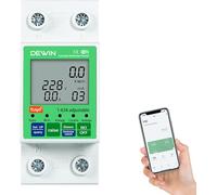 DeWin Compteur Intelligent, Compteur d'énergie Intelligent Compteur électrique WiFi Minuterie Interrupteur avec Protection Contre Les Surtensions et Les sous-tensions 2P 63A AC 80-300V