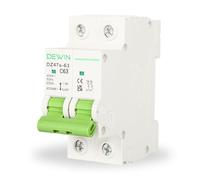 DEWIN Disjoncteur miniature, 2P 63A AC 400V Mini disjoncteurs domestiques MCB avec protection contre les surcharges et les courts-circuits pour les maisons, les bâtiments commerciaux, l'industrie