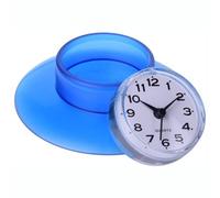 DeWin Horloge Murale, Mini Mignon Salle de Bains Cuisine Miroir Aspiration Horloge Murale Douche étanche Quartz Horloges Décoration Bleu 8,6 cm
