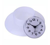 DeWin Horloge Murale, Mini Mignon Salle de Bains Cuisine Miroir Aspiration Horloge Murale Douche étanche Quartz Horloges Décoration Blanc 8,6 cm