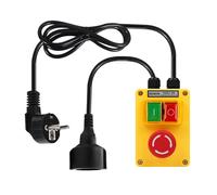 DEWIN Interrupteur de machine 230 V avec prise, interrupteur marche/arrêt monophasé avec bouton d'arrêt d'urgence pour tables de fraisage 16 A CA 230 V 4500 W