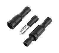 DEWIN Lot de 50 Cosse Electrique, Connecteur électrique Isolé Femelle et Mâle à Sertir pour 0,5 à 1,5 mm² Câble noir