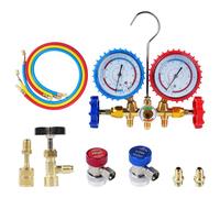DEWIN Manomètre de Réfrigérant, Distributeur de Liquide Frigorigène de Voiture Robinet Kit de Refroidissement avec Tuyau pour Systèmes de Climatisation de Voiture R404A, R12, R22, R134A