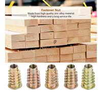 DEWIN Noix D'insert fileté 9 Types Inserts Filetés pour Bois 50pcs Alliage de Zinc M6 à L'intérieur des Noix D'insertion de Socket Hexagonale pour Meubles en Bois (M6 * 20 avec couverture (50pcs))