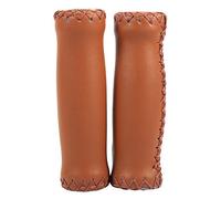 DEWIN Poignee Cuir,Poignées de Guidon Trois Couleurs Rétro en Cuir, Artificiel Poignées de Guidon de Vélo Poignées de Couverture de Poignée de Vélo Cuir 1 Paire
