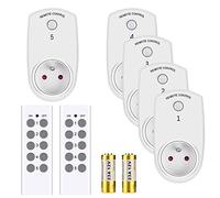 DEWIN prise et courant 5Pcs Interrupteur de Prise Murale de Contrôle sans Fil Intelligent Prise UE avec 2 Télécommande