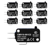 DewinLVD 10 Micro Interrupteurs Interrupteurs de Fin de Course Micro Interrupteurs Tactiles à Bouton Poussoir 3 Broches à Réarmement Automatique 10A 250VAC