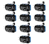 DewinLVD 10 pièces Micro Interrupteur, Mini Micro Switch 3 Broches à Bouton-Poussoir avec Levier à Galet Interrupteur de Fin de Course Noir 10 A 250 VCA pour Automates