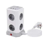 DewinLVD 11 en 1 Tour Multiprise, Multiprise Electrique avec 8 Prises 4000W/16A 2 USB-A 1 USB-C Adaptateur de Prise avec 1,8 Mètre de Câble D'extension pour Le Bureau à Domicile