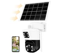 DewinLVD 3MP caméra de Surveillance extérieure WiFi avec Panneau Solaire caméra Surveillance extérieure caméra extérieure 355°/90° orientable 2,4 GHz WiFi Audio bidirectionnel Dual-Light Full Colour.