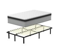 DEWINNER-120x190 Ensemble Matelas et sommier, epaisseur 25, Ressorts ensachés Individuellement à Haute élasticité, Mousse à mémoire de Forme Ultra-Respirante, 9 Pieds assurant Un Soutien Parfait