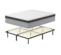 DEWINNER-140x190 Ensemble blanc matelas et sommier, epaisseur 30, ressorts ensachés individuellement à haute élasticité, mousse à mémoire de forme ultra-respirante, 9 pieds assurant un soutien parfait