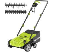 DEWINNER 1500W Scarificateur émousseur électrique, 2 en 1 Scarificateur Aérateur Électrique, 3200r/min, avec 2 Lames de Rechange Incluses, Bac Ramassage 30L, Profondeur Réglable-4 Profondeurs