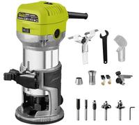 DEWINNER à Bois Défonceuse affleureuse électrique 710W 13000-33000RPM, 6 Vitesses Variables, 3 Pinces de 1/4" 6mm &8mm, profession plastifieuse avec Accessoires