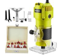 DEWINNER Bois Défonceuse Affleureuse Électrique 600W 6mm, Routeur à Bois Électrique 35000r/min, Outil de routeur en bois compact Routeur à main portable DIY avec 12 pièces Router Bits