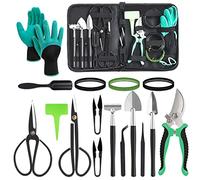 DEWINNER Bonsai Set 22 Piece, Garden Tool Kit, Beginner Gardener Bonsai Gardening Set, Machete, Storage Bag, Gardening Trowel, Mini Rake and Spade, and Garden Gloves (Gants de Jardinage)