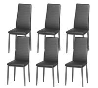 DEWINNER Chaise de Salle à Manger Nordique (Lot de 6), Design Ergonomique, Pieds en métal, revêtement Vintage, Chaises de Cuisine décontractées avec Coutures