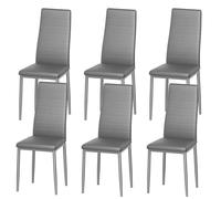DEWINNER Chaise de Salle à Manger Nordique (Lot de 6), Design Ergonomique, Pieds en métal, revêtement Vintage, Chaises de Cuisine décontractées avec Coutures