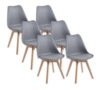 DEWINNER Chaises de Salle à Manger, Chaise Cuisine, Chaise Scandinave Lot de 6, Chaise de Bureau, Gris - Idéal pour Salle à Manger, Cuisine, Salon, Chambre ou Bureau