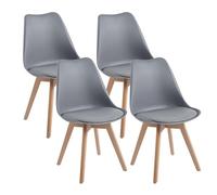 DEWINNER Chaises de Salle à Manger, Chaise Cuisine Lot de 4, Chaises Scandinaves, Chaise de Bureau, Gris - Idéal pour Salle à Manger, Cuisine, Salon, Chambre ou Bureau