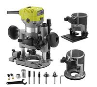 DEWINNER Défonceuse électrique Compacte 220V 710W, Défonceuse et Tronçonneuse, 3 Bases Incluses, 3 Pinces de 1/4", 6mm et 8mm, 5 Fraises au Carbure