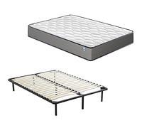 DEWINNER Ensemble Composè:Matelas a Memoire de Forme en Mousse et Ressorts 140x190x20 cm Épaisseur Matelas+Sommier à Lattes sur Pieds-7 Pieds Inclus