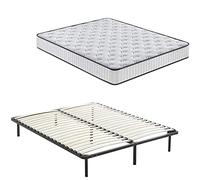 DEWINNER Ensemble Composè:Matelas en Mousse 22 cm et Mousse A Mémoire Matelas +Sommier à Lattes sur Pieds-4 Pieds Inclus(140 x 190 cm)
