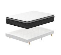 DEWINNER Ensemble Matelas et Sommier 120x190, Lit 120 x 190 avec Sommier tapissier et Matelas Ressorts Ensachés 120x190x30,9 Pieds Inclus (Pack Matela 120x190,épaisseur 30cm+Sommier tapissier)