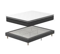 DEWINNER Ensemble Matelas et Sommier 120x190, Lit 120x190 avec Sommier tapissier et Matelas Ressorts Ensachés 120x190x25,9 Pieds Inclus (Pack Matela 120 x 190+Sommier tapissier Gris)