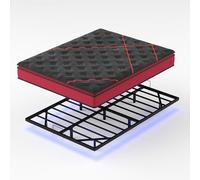 DEWINNER Ensemble Matelas et Sommier 140x190, Surmatelas Épaisseur 30 cm, Fermeté Moyenne, Hauteur du Métal Cadre de lit Flottant 20cm, Cachées Jambes, Ensemble Matelas et sommier, Maison