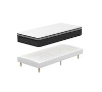 DEWINNER Ensemble Matelas et Sommier 90x190, Sommier tapissier 90x190 et Matelas Ressorts Ensachés 90x190x30,Matelas 1 Personnes,6 Pieds Inclus (Pack Matel Sommier tapissier)