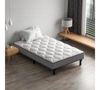DEWINNER Ensemble Matelas et Sommier 90x190cm,Matelas à Ressorts ensachés et Robuste Cadre de lit en Fer avec 6 Pieds, Lit Complet, épaisseur 18cm,Haute résilience et Respirant