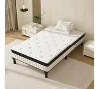 DEWINNER Ensemble Matelas et Sommier 90x190cm,Matelas à Ressorts ensachés et Robuste Cadre de lit en Fer avec 6 Pieds, Lit Complet, épaisseur 18cm,Haute résilience et Respirant