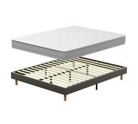 DEWINNER Ensemble Sommier et Matelas 140x190 cm, Lit 2 Personnes Complet avec Sommier Tapissier et Matelas Ressorts Ensachés 140x190x20, Confort, Respirant (Matelas 140x190x20+Sommier) Brun