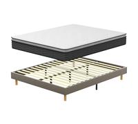 DEWINNER Ensemble Sommier et Matelas 140x190 cm, Lit 2 Personnes Complet avec Sommier Tapissier et Matelas Ressorts Ensachés 140x190x30, Confort, Respirant (Matelas 140x190x30+Sommier) Brun