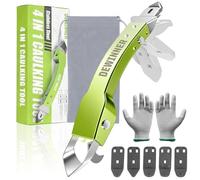 DEWINNER Kit D'Outils De Calfeutrage En acier inoxydable 4 En 1, Outils de l'enlève joint,Ensemble De Grattoirs À Applicateur en silicone,Buse de calfeutrage,Grattoir D'Angle De Colle Pour La Maison