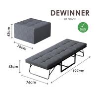 DEWINNER Lit pliant, 76 x 197 cm, canapé-lit pour 1 personne pour adultes, dossier réglable en 5 positions, lit pliant portable pour le bureau, la chambre d'amis ou la maison