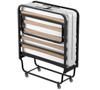 DEWINNER Lit Pliant 90x190 cm avec Matelas de 10cm, Lit Pliable 1 Personne Adulte pour Cadre de lit en sommier 90x190，Certification RoHS & Pro 65, 4 roulettes, Facile à Transporter et 2 Min Assembler