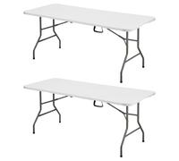 DEWINNER Lot de 2 Tables Pliantes 180cm de Pique-Nique Grande Taille 8 Places, Table d'Extérieur Multiusage Jardin Terrasse Balcon