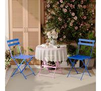 DEWINNER Lot de 3 Meubles de Jardin de Balcon, Table et chaises Pliable, Bistrot Bar Salon de Jardin Exterieur 2 Personnes, avec Nappe imperméable, pour Balcon Terrasse