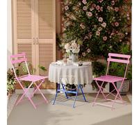 DEWINNER Lot de 3 Meubles de Jardin de Balcon, Table et chaises Pliable, Bistrot Bar Salon de Jardin Exterieur 2 Personnes, avec Nappe imperméable, pour Balcon Terrasse