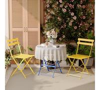 DEWINNER Lot de 3 Meubles de Jardin de Balcon, Table et chaises Pliable, Bistrot Bar Salon de Jardin Exterieur 2 Personnes, avec Nappe imperméable, pour Balcon Terrasse