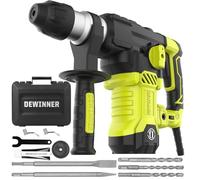 DEWINNER Marteau Perforateur SDS-Plus, 5.5J Marteau de Démolition, 6 Vitesses, 850RPM, 4400BPM, Embrayage de Sécurité & Technologie Anti-vibration, 4 Fonctions Brise-Béton, Acier, Bois