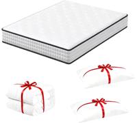 DEWINNER Matelas 140x200,Ensemble Matelas,Couette et Oreiller x 1,22cm Épaisseur,7 Zones,Réversible à Deux Faces Utilisables,Certificat Oeko Tex(140X200X22)