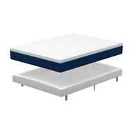 DEWINNER Matelas 160x200x20cm en Mousse + Sommier 160 x 200 tapissier volige + 4 Pieds et 26 Lattes, Maintien Parfait pour Un Matelas Double Face hautement élastique, Ultra-Respirant
