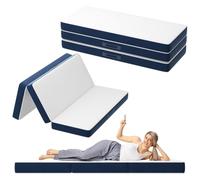 DEWINNER Matelas Pliant Triple,140x195x15cm, Matelas d'invité Polyvalent, 15cm Mousse épaisse, Housse Amovible et Lavable en Machine, Poignée de Transport pour faciliter Le Transport