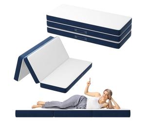 DEWINNER Matelas Pliant Triple,160x195x10cm, Matelas d'invité Polyvalent, 10cm Mousse épaisse, Housse Amovible et Lavable en Machine, Poignée de Transport pour faciliter Le Transport