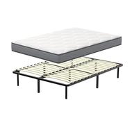 DEWINNER Matelas Ressorts Ensachés et Sommier 160x200 Ensemble, Matelas À Mémoire de Forme et Ressorts+Sommiers À Lattes avec 9 Pieds pour Adulte | 2x18 Lattes (160x200x20 cm)