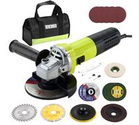 DEWINNER Meuleuse D'angle 125mm 1000W 2000-12000 trs/min Avec 20 Accessoires, Meuleuses D'angle Avec Sac à Main en Toile, Disqueuse 125 mm, Coupe et le Meulage, le Polissage, Métal, Bois,Céramique