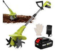 DEWINNER Motobineuse Électrique, 20V Bineuse sans Fil avec Poignée Mobile, Largeur Ø20cm, Idéale pour Petits Massifs et Potagers - 4.0Ah Batterie et Chargeur Incluse